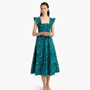 Hill House Ellie Nap Dress XS Emerald Spacedye Floral